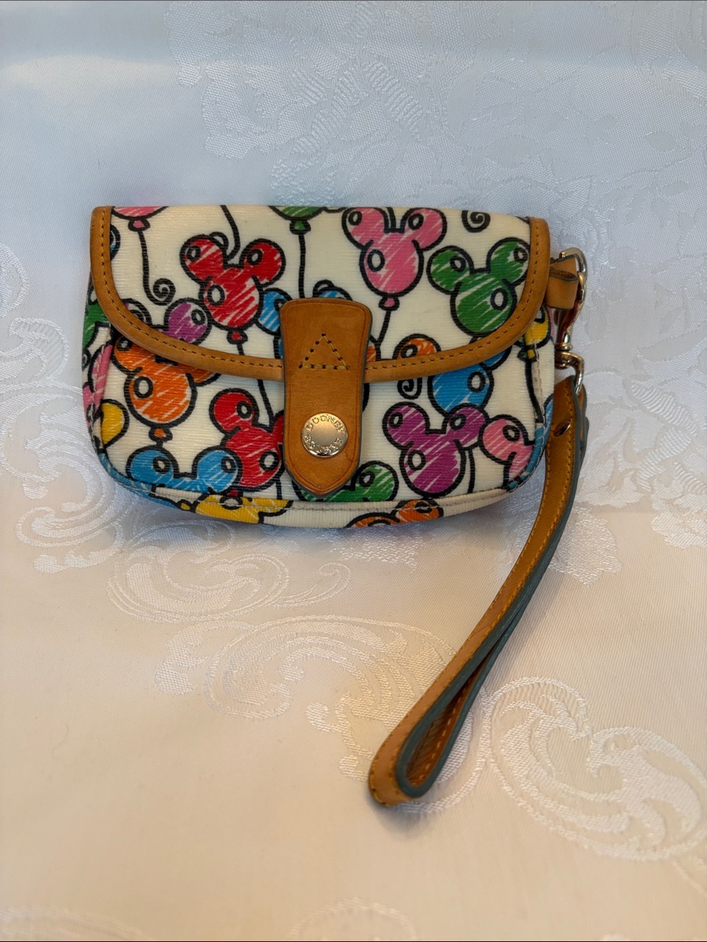 Dooney & Bourke Multicolor Balloon Print Leather-Trim Wristlet